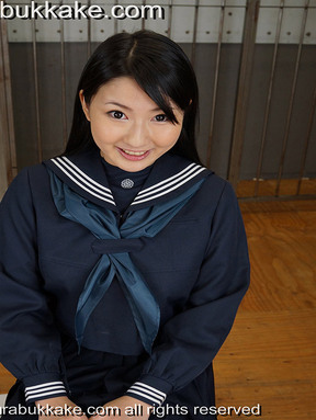 Breasty kogal Megumi sucks cock and takes bukkake facials